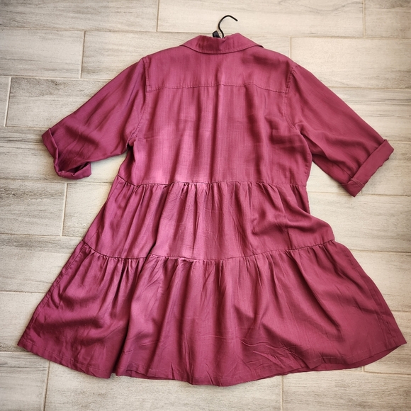 Westbound Women's Mini Dress XL Burgundy Red Tiered Babydoll Relaxed Fit A-line - Picture 9 of 12
